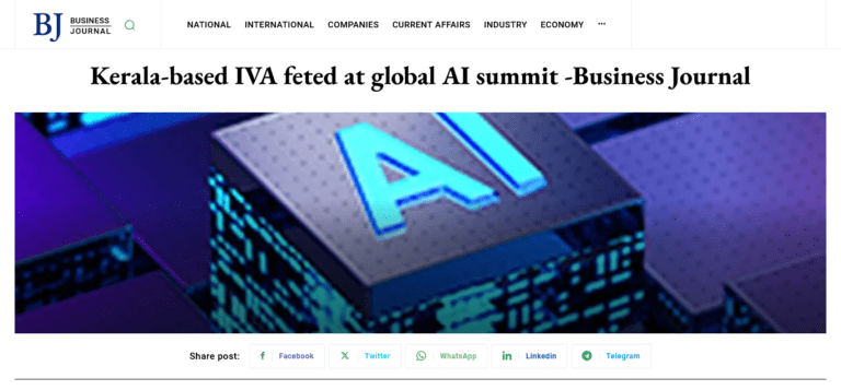 Kerala-based IVA feted at global AI summit -Business Journal